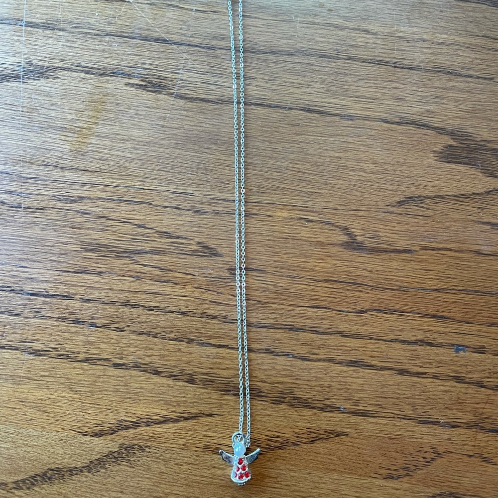 July birthday birthstone angel necklace